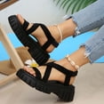 thumbnail image 2 of Xucatan Women's Chunky Sole Wedge Sandals, Round Toe Open Toe Slides with Elastic Back Strap, Crisscross Faux Suede Beach Shoes, Versatile Spring Summer Footwear Gift, 2 of 7