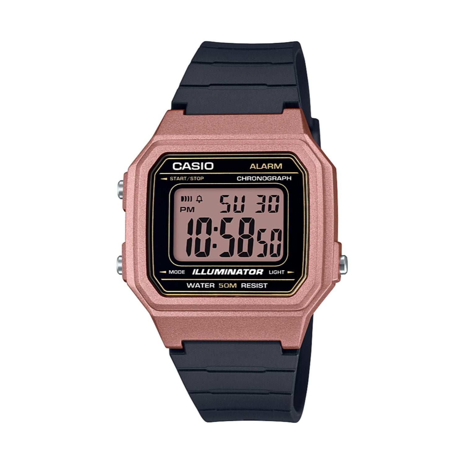 ladrón persuadir exposición Casio Men's Classic Digital Watch, Rose Gold/Black W217HM-5AV - Walmart.com