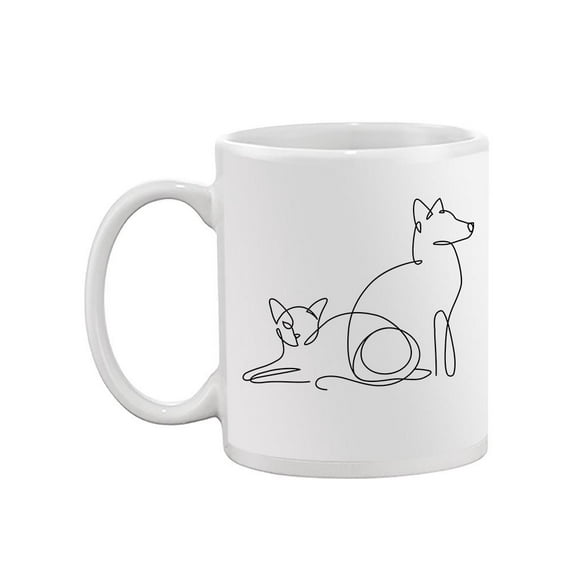 Dog And Cat In Line Art Mug - Image by Shutterstock,