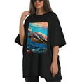 thumbnail image 4 of Plus Size Shirt for Women Black Tops for Women Oversized Short Sleeves Shirt for Women Sea Turtle 1 T Shirt Crewneck Shirt for Women 3XL, 4 of 5