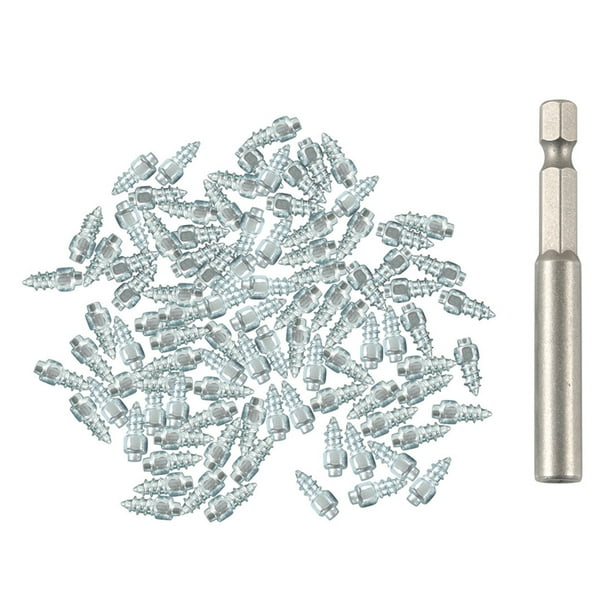 100 Uds. Clavos Antideslizantes para Nieve Tachuelas Acero Tungsteno Moto Scooter (4x12mm)