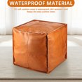 thumbnail image 6 of Jokapy Unstuffed Moroccan PU Leather Ottoman Cover Modern Square Footrest Stool Slipcover, Orange, 6 of 11