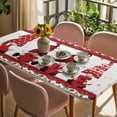 thumbnail image 3 of Valentine's Day Table Cloths for 4 Foot Rectangle Tables, Roses Love Heart Gnomes Romantic Patio Waterproof Elastic Fitted Tablecloths, Washable Rectangular Table Cover for Camping, 3 of 8