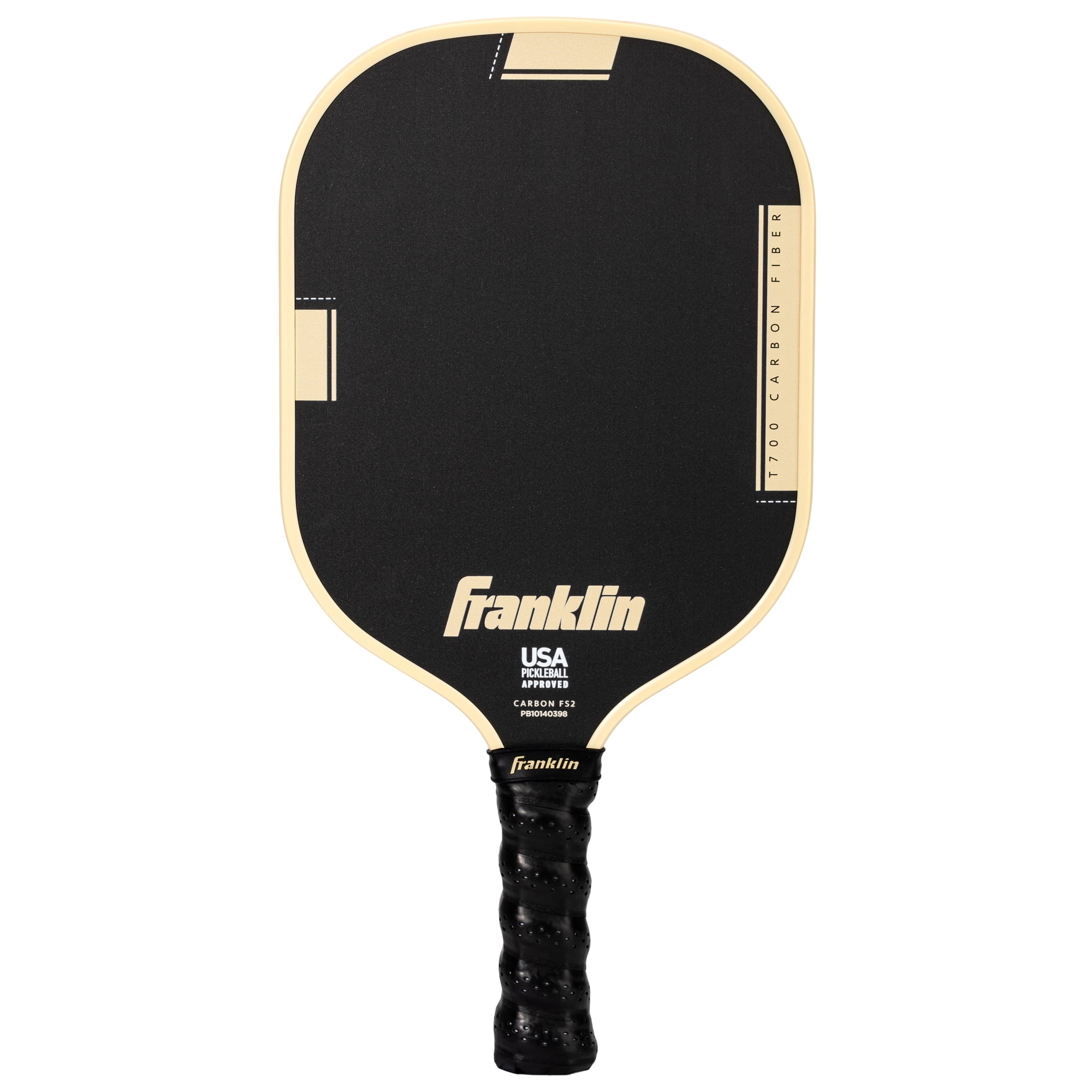 Franklin Sports Pickleball Paddle - Advanced Carbon Fiber Paddle Surface - T700 Carbon Fiber Surface Layer - Official USA Pickleball (USAP) Approved Pickleball Paddle - Black/Cream