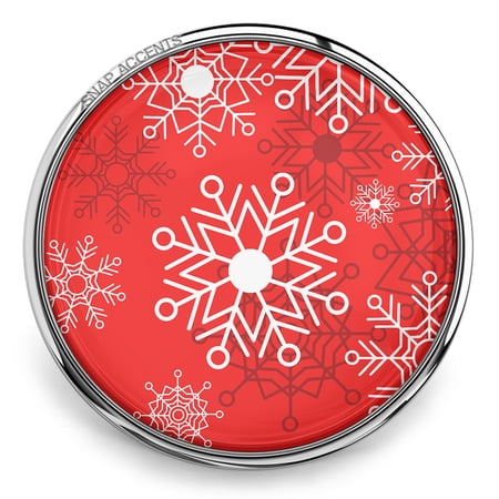 Snap Jewelry 18MM Holiday Snowflake Ginger Charm in Red for Interchangeable Accessories