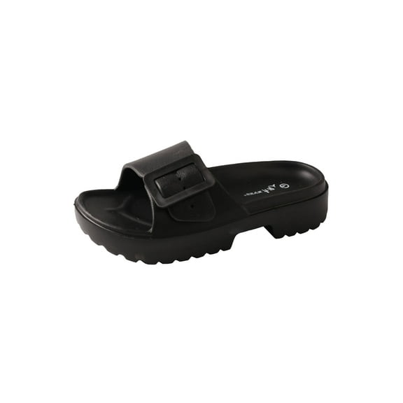 TMA EYES Women's Thick-Soled Height-Boosting Slip-On Low Heel Sandals with Buckle Outdoor EVA Slippers