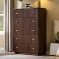thumbnail image 5 of wow97e Fluted 5 Drawers Dresser, Wood Tall Chest of Drawers with Deep Storage, Modern Bedroom Chest for Closet Hallway, Entryway, Living Room, 5 of 7
