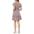 thumbnail image 3 of Allegra K Women's Floral Flutter Sleeve Elastic Waist A-Line Ruffle Hem Dresses, 3 of 6