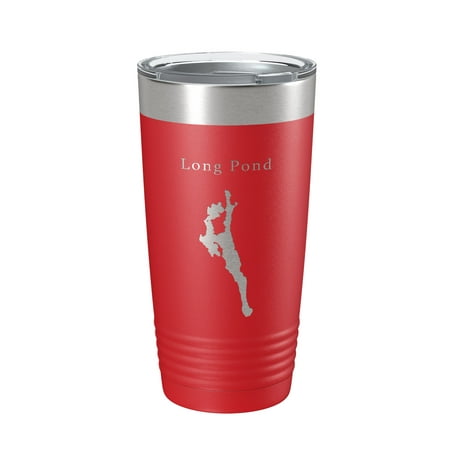 

Long Pond Tumbler Lake Map Travel Mug Insulated Laser Engraved Coffee Cup Acadia Maine 20 oz Red