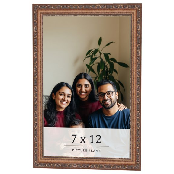7x12 Frame Gold Solid Wood Picture Frame Width 1.25 Inches | Interior Frame Depth 0.375 Inches |