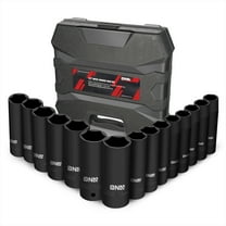 18-Pcs 1/2-Inch Drive Metric Impact Socket Set - 10-24mm, with 3'' 5'' 10'' Extension Bar, Cr-V