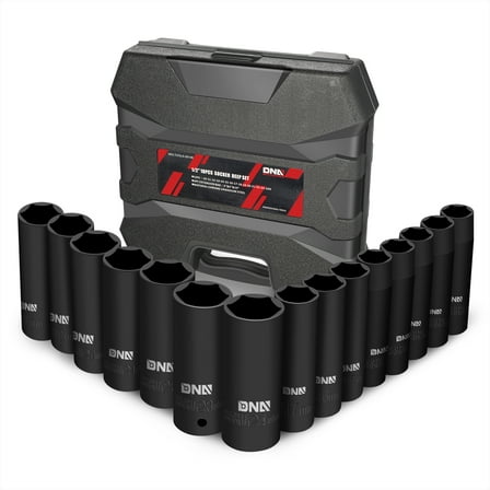 18-Pcs 1/2-Inch Drive Metric Impact Socket Set - 10-24mm, with 3'' 5'' 10'' Extension Bar, Cr-V