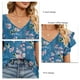 thumbnail image 5 of Mujeres V cuello camisetas verano elegante impresión doble volantes suelta mujeres manga corta casual verano tops Lily XL, 5 of 6