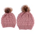 thumbnail image 4 of 2 Kits Gorro Tejido de Punto con Pompones Sombrero Cálido Invierno Calentador de Oídos para Madres e bebés CUTICAT Sombrero abrigado de mamá y niños, 4 of 8