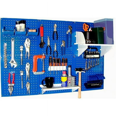 Pegboard Standard Tool Storage Kit, Blue & White - 48 x 32 x 9 in.