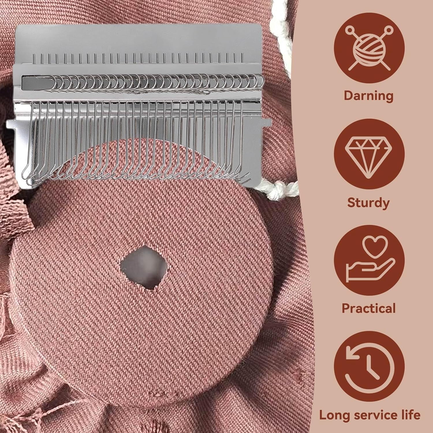 CATPAN Small Weaving Loom, 28 Pins Darning Loom Mini Loom Machine Wooden Weaving Loom Kit Arts Darning Tool for Mending Jeans Socks Clothes