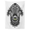thumbnail image 3 of Ambesonne Evil Eye Tablecloth Rectangular Table Cover, Vivid Swirled Floral, 60"x90", Yellow White and Black, 3 of 4