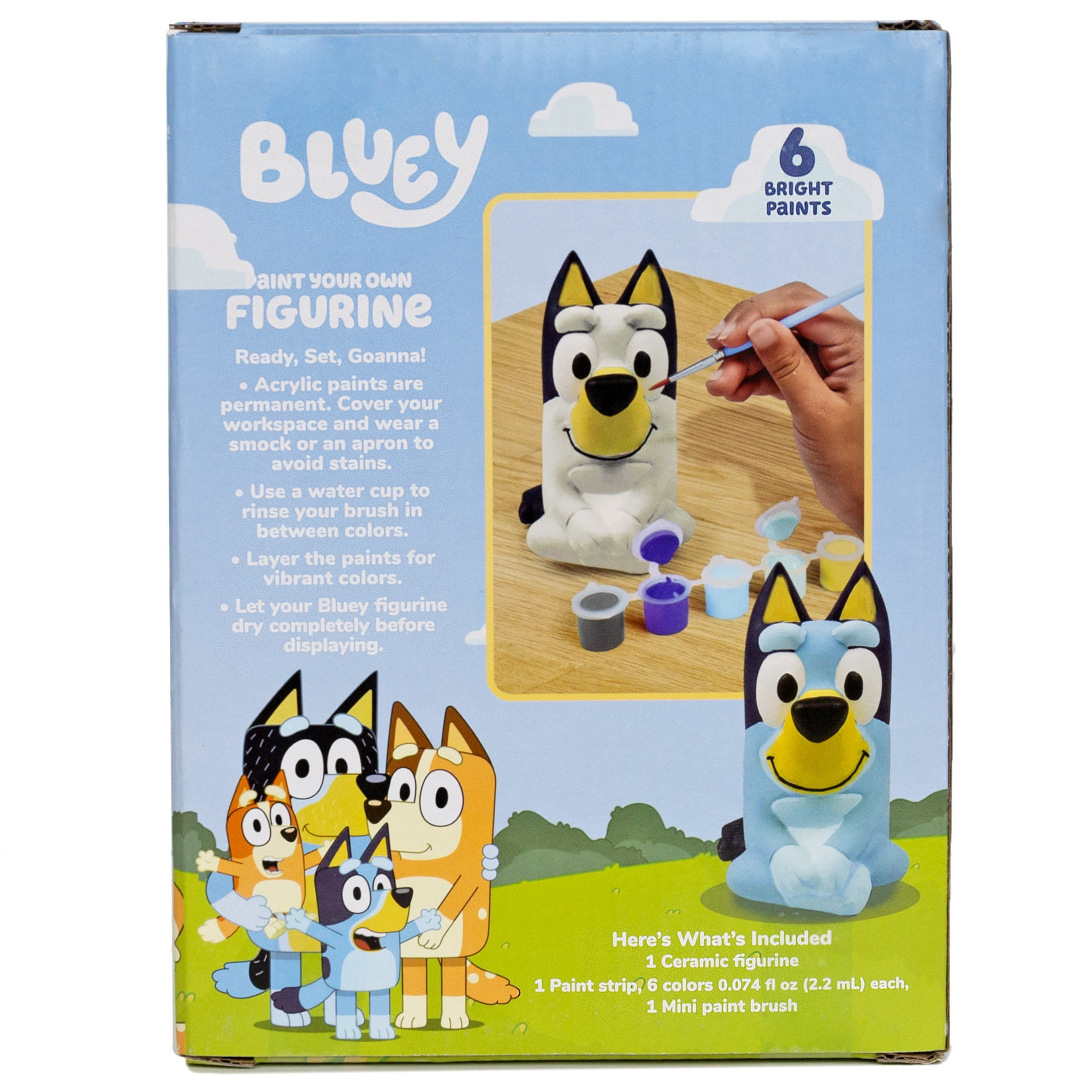 Bluey Paint Your Own Ceramic Figurine Kit with Brush and Acrylic Paints
