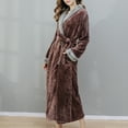 thumbnail image 2 of Defitshape Women's Full Length Plush Robe Ladies Soft Long Sleeve Shawl Collor Warm Kimono SPA Hotel Hot Tub Bath Lounge Shower Long Fuzzy Fleece Bathrobe with Pockets Coffee Brown Large, 2 of 5