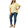 thumbnail image 2 of Agnes Orinda Women's Plus Size Tassel Shirts Summer Tops Hollow Out Ruffled Sleeve Lace Blouses 4X Yellow Cream, 2 of 8