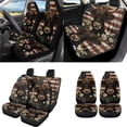 thumbnail image 2 of Uorisanigo Highland Cow US Flag Car Seat Covers Full Set 18 Pack Steering Wheel Cover+Seatbelt Pads+Center Console Pad+Headrest +Shift Knob & Handbrake Cover+Coasters+Keychain Keyrings, 2 of 7
