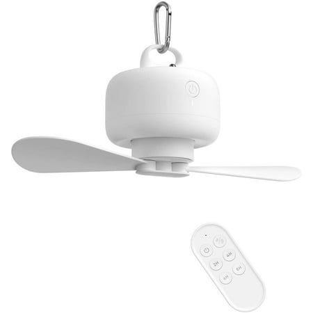 

Camping Fan 8000Mah Battery Operated Portable Tent Fan Rechargeable With Remote Control Camping Fan With Detachable Fan Blades Hanging Hook Timer 4 Speeds For Outdoor Dorm-White