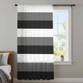 thumbnail image 4 of Grey Black White Striped Sheer Curtains 72 Inches Long, Farmhouse Stripes Light Filering Curtains, Breathable Simi Curtain Privacy Drapes for Living Room Bedroom Lightweight Window Treatment, 4 of 9