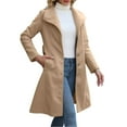 thumbnail image 2 of ClodeEU Women Single Breasted A Lined Winter Coat, Mid Long Wool Coat,Fashion Outerwear Trench Coat Khaki,Womens Plus L, 2 of 8