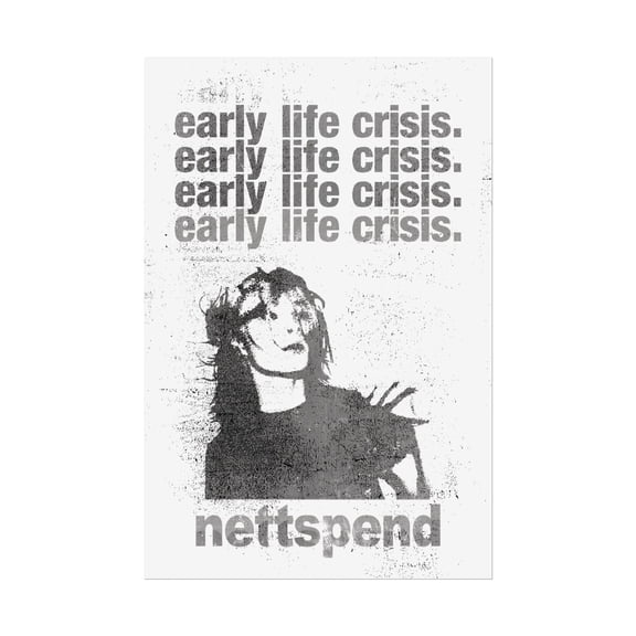 Nettspend's new album poster for Early Life Crisis is a black and white grunge-style, Size 24x36 unframed