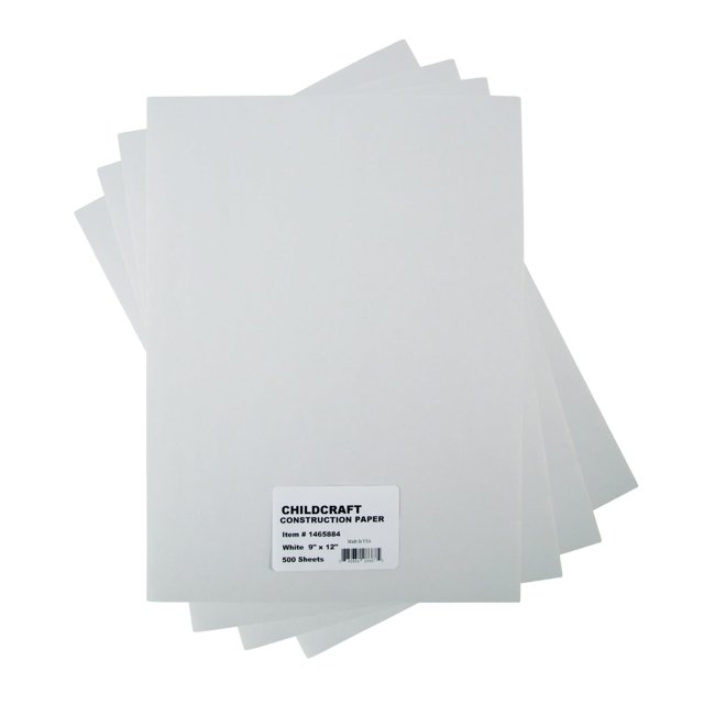 Papel de construcción Childcraft 9 x 12 pulgadas blanco 500 hojas - 1465884