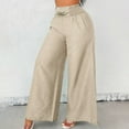 thumbnail image 3 of QHFBli Corduroy Pants for Women 2039 Casual High Waisted Double Buttoned Stretchy Loose Fit Wide Leg Pants with Pockets, 3 of 4