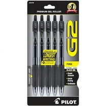 Pilot G2 Premium Gel Roller Pens 0.7, Fine Point Smooth Writing Pens Black, Pack of 5