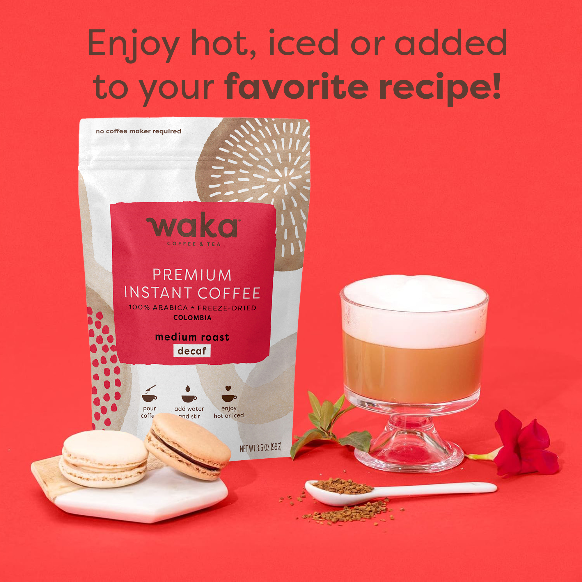 Waka Butterscotch Vanilla Instant Coffee - 100% Arabica Freeze-Dried (3.5oz, 35 Servings)