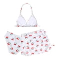 thumbnail image 2 of Girls Swimsuits with Cover Up Skirt 3 Piece Halter Triangle Bathing Suits Bikini Set for Size 5-13, 2 of 6