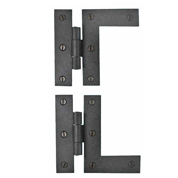 Wrought Iron Cabinet Hinges - Black - Left and Right - Colonial Style Pack of 2