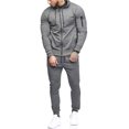 thumbnail image 2 of Cárdigan con cremallera informal para exteriores para hombre, cuello redondo, traje deportivo con capucha Pompotops oipoqjl29757, 2 of 5