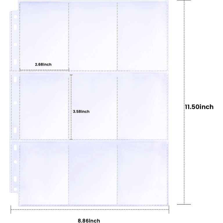 9 pocket card sleeves 100 pack Page Protector, Trading Sleeve, Baseball Card Sheets please order here. 1800 Pockets Trading Card Sleeves,