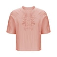 thumbnail image 4 of Busydd Summer Tops for Women Trendy Solid Color Embroidered Womens Tops Short Sleeve V Neck Cotton Linen Shirts Casual Comfy Spring Going Out Tops, 4 of 6