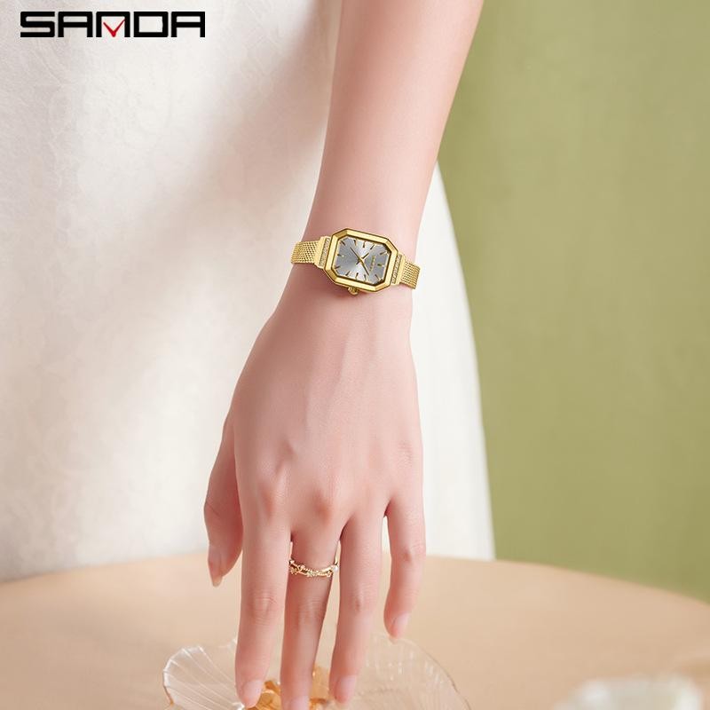 EXPLOJOY Quartz Square Watch for Women Fashion Simple Stainless Steel/Leather Waterproof Ladies Watch