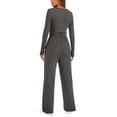 thumbnail image 5 of Scacto 2 Piece Matching Sweatsuit Lounge Set Womens High Waisted Wide Leg Pants Side Ruching Crop Top Sets Tracksuit Outfits, 5 of 6