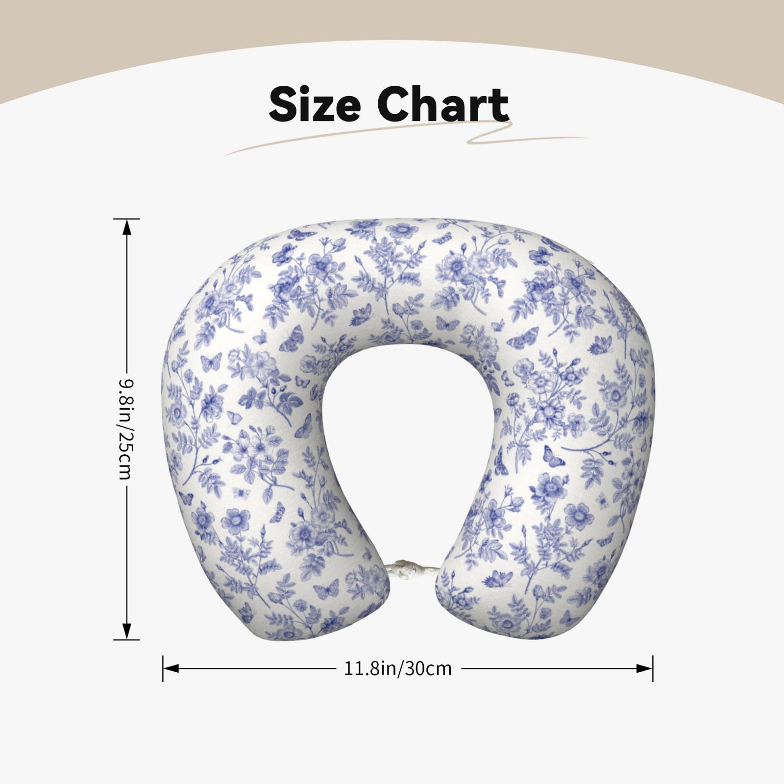 Xecao Floral Butterfly Print Memory Foam Cervical Neck Pillow Versatile U-Shaped Pillows for Home,Office,Camping,Travelling,Soft Washable Cover