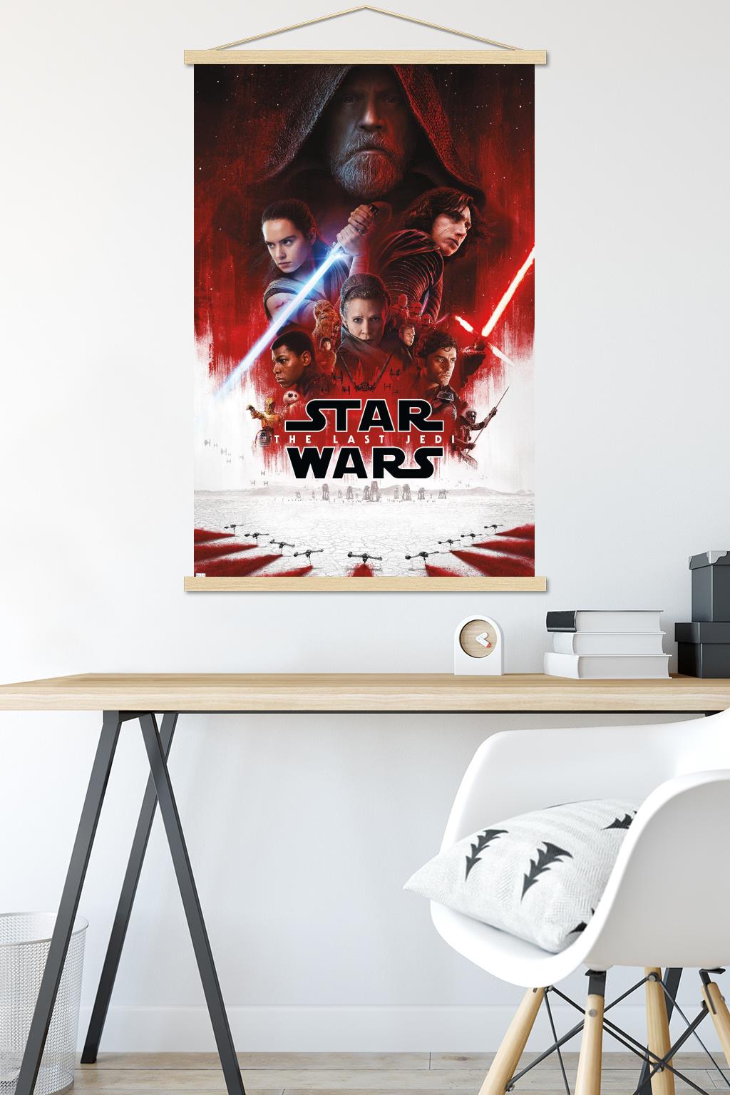 Star Wars: The Last Jedi - One Sheet (No Billing Block) Wall Poster with Magnetic Frame, 22.375" x 34"
