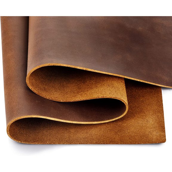 OWNTIDE  8"x12" Brown Full Grain Cowhide Leather Sheets, 1.8-2.0MM Thick Crazy Horse Oil Tan for Crafts, Tooling, Sewing, Wallets, Earrings