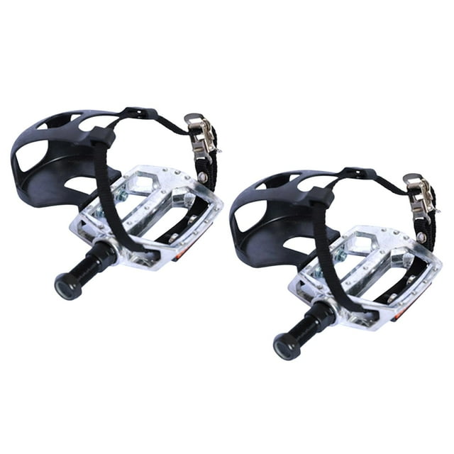 Exercise Stationary Bike Pedals with Toe Clip And Straps, 1 Pair