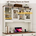 thumbnail image 4 of 76" Tall Pantry Cabinet Kitchen Hutch w/ Sliding Glass Doors & Charging Station, Farmhouse Coffee Bar Cabinet w/ 3 Drawers & Microwave Stand, 4 of 8