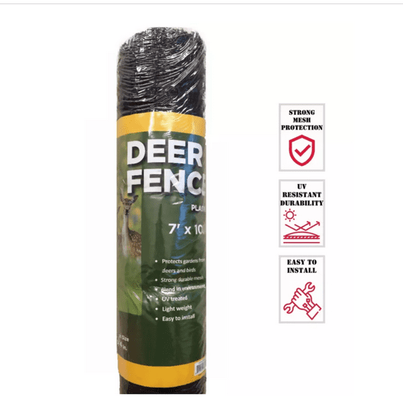 allFENZ 100 ft. x 7 ft. 0.75 in. Mesh Deer Fence, Black