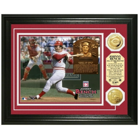 Johnny Bench Memorabilia - Johnny Bench Cincinnati Reds Hall of Fame Gold Coin Photo Mint - No Size