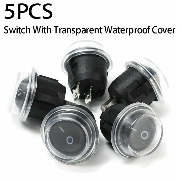Lefu 5pcs / Set Voiture 12V Rond Bateau Bascule Interrupteur Marche / Arrêt SPST + Couvercle Imperméable à l'Eau