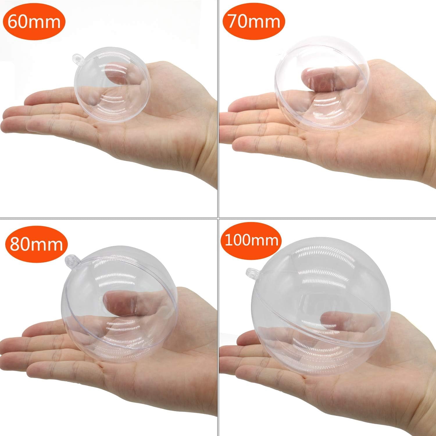 10 piece set of transparent plastic filled Christmas DIY craft ball accessories (100mm)