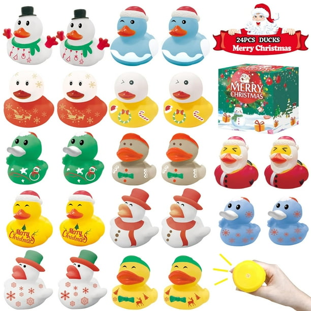 Juguete de baño Hatende, 24 unidades, patos de goma navideños de 5 cm